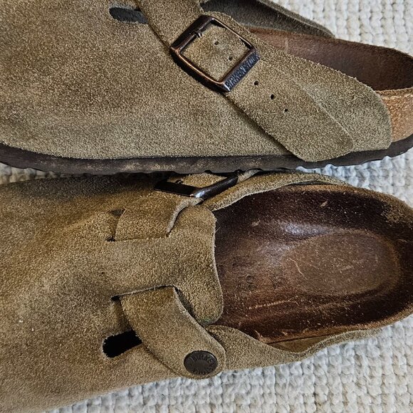 Birkenstock Boston Clogs Light Brown or Taupe Suede Size 37 6 or 6.5 - Picture 3 of 8